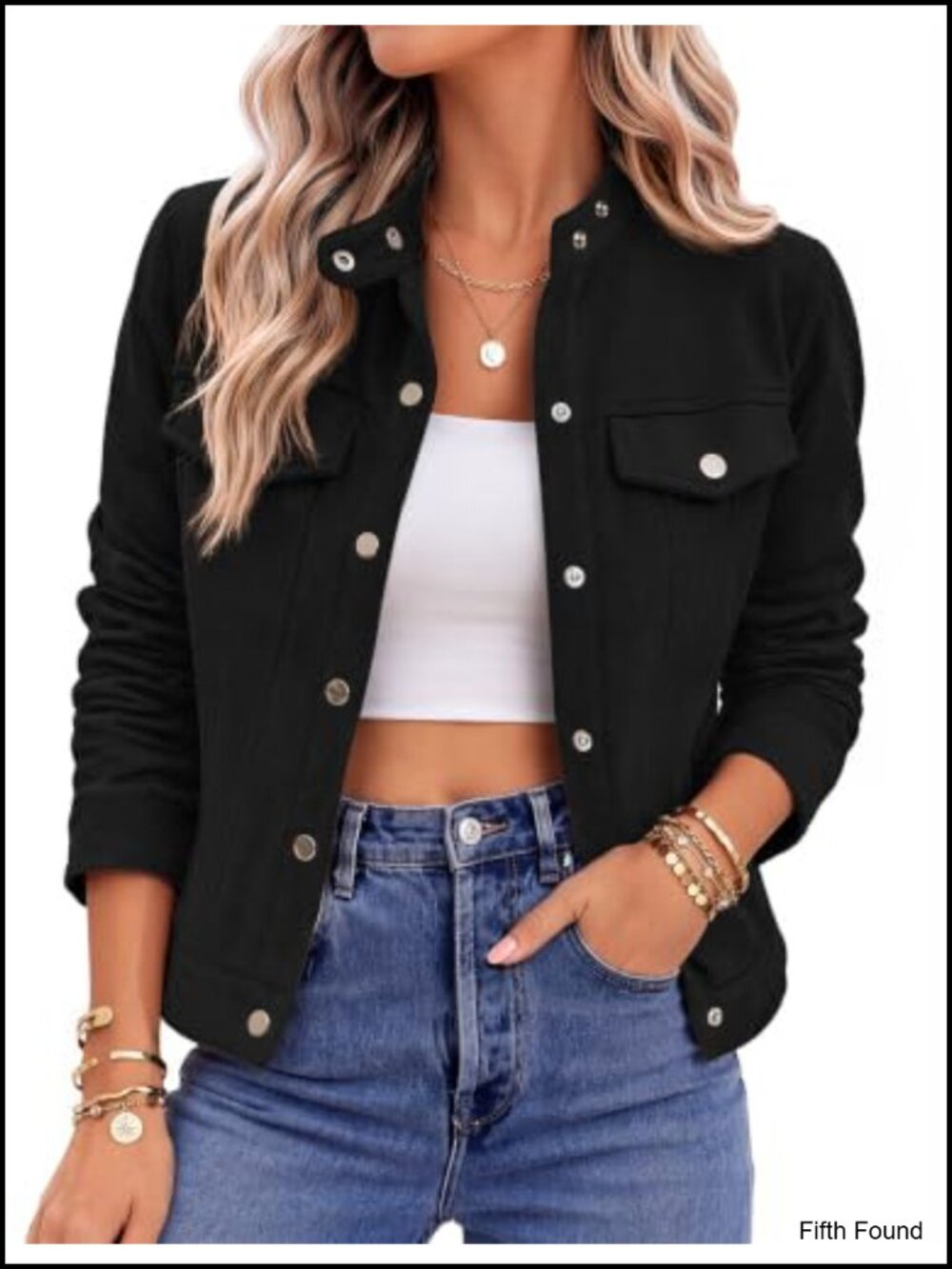 Faux Suede Cropped Jacket Women's Trendy Snap Button Fall Shacket